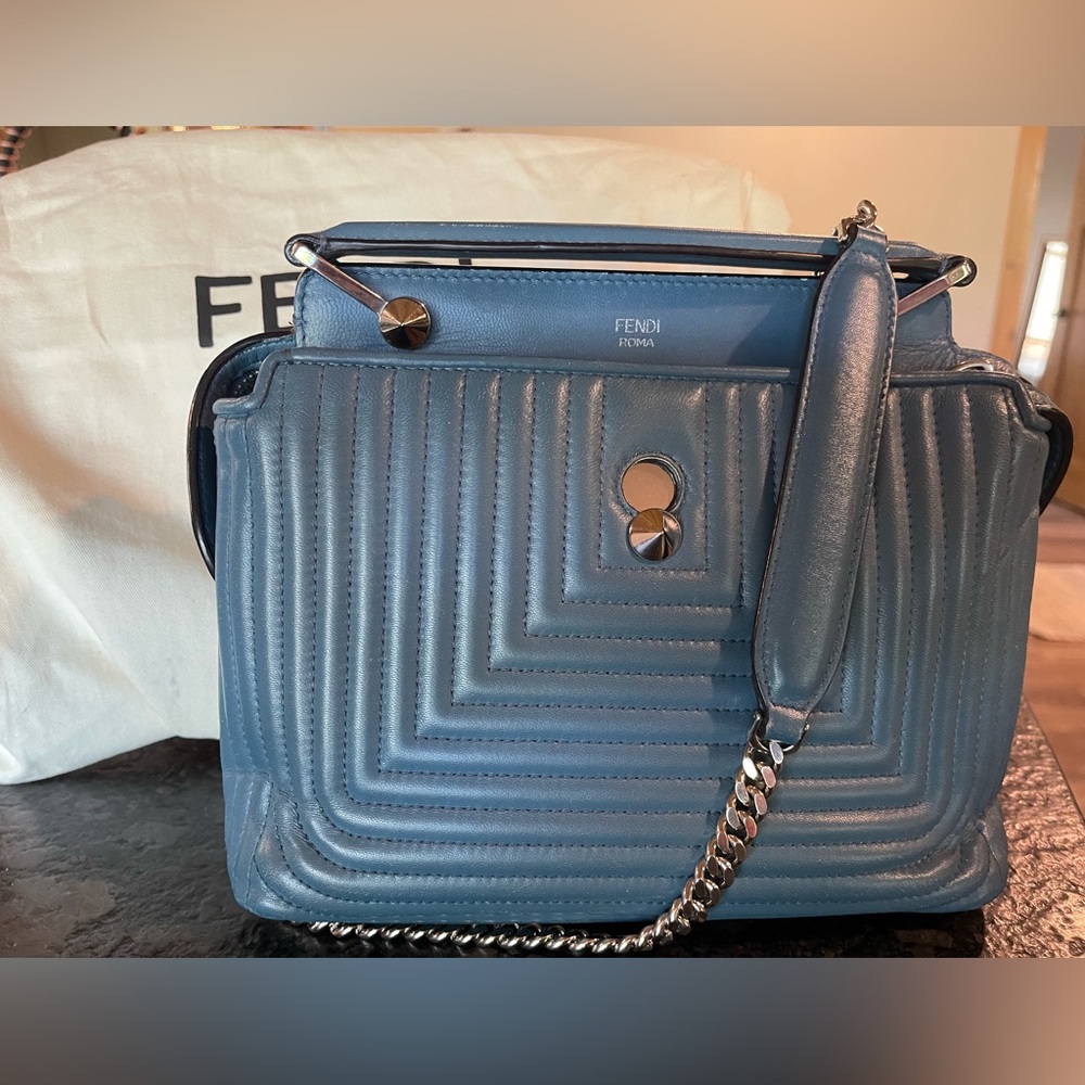 Fendi Dotcom Lambskin medium blue - Picture 2 of 11